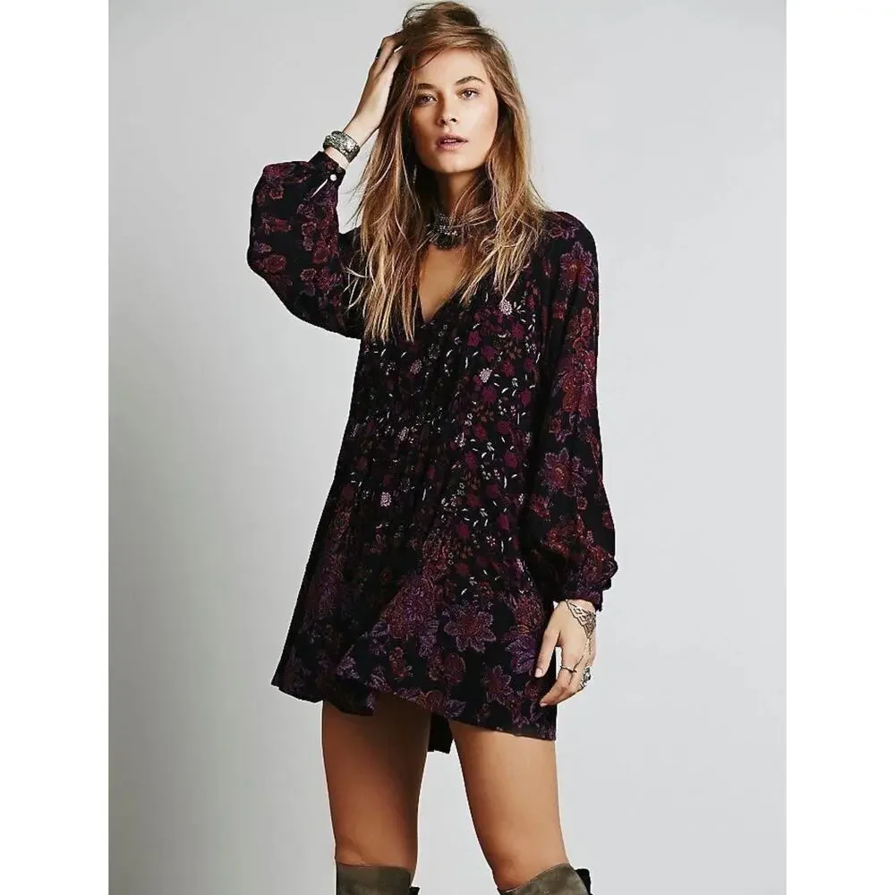 Free People Black/Purple Dress - Picture 1 of 7